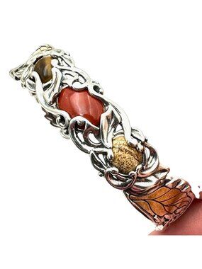 Carolyn Pollack Sterling Silver Multi Gemstone 7 Inch Adjustable Cuff Bracelet